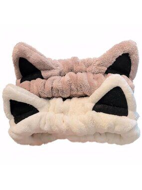 2 Pcs Cat Ears Headband, Cute Spa Headbands for Washing Face Skincare Makeup